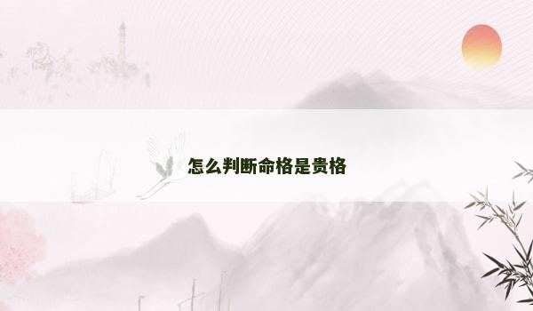 怎么判断命格是贵格