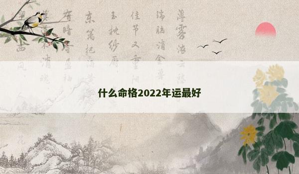 什么命格2022年运最好