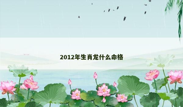 2012年生肖龙什么命格