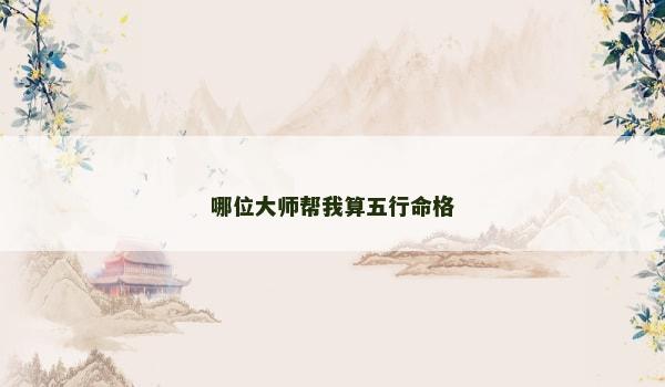 哪位大师帮我算五行命格