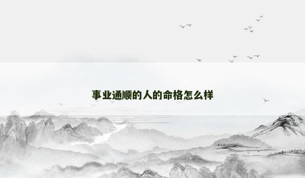 事业通顺的人的命格怎么样