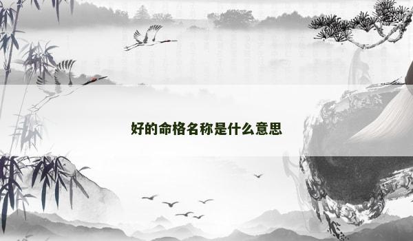 好的命格名称是什么意思