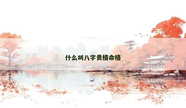 什么叫八字贵格命格