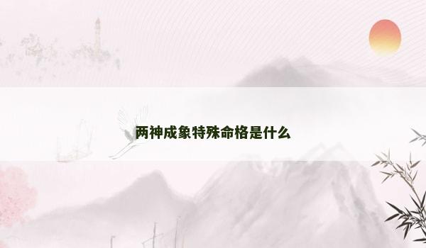 两神成象特殊命格是什么