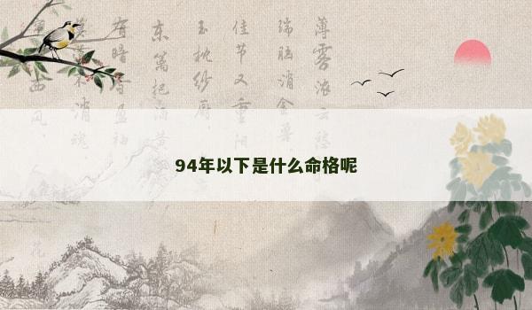 94年以下是什么命格呢