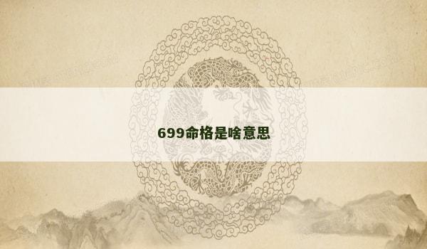 699命格是啥意思