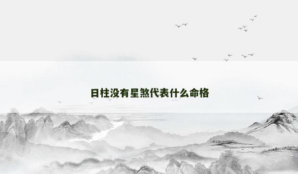 日柱没有星煞代表什么命格