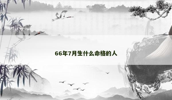 66年7月生什么命格的人