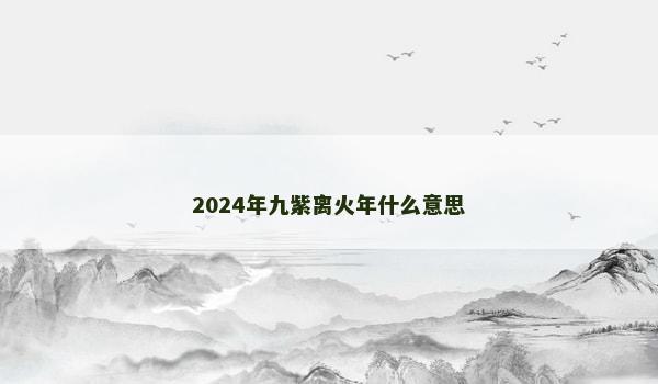 2024年九紫离火年什么意思