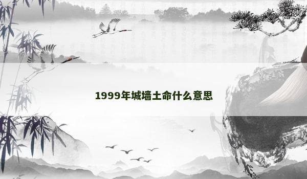 1999年城墙土命什么意思