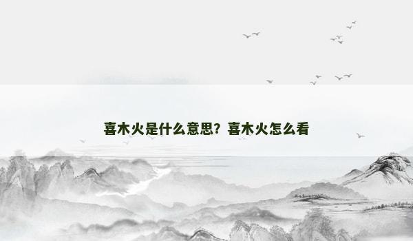 喜木火是什么意思？喜木火怎么看